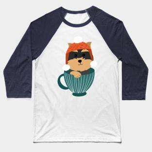 Cute Yorkshire Terrier Puppy In A Cup Merry Christmas Baseball T-Shirt